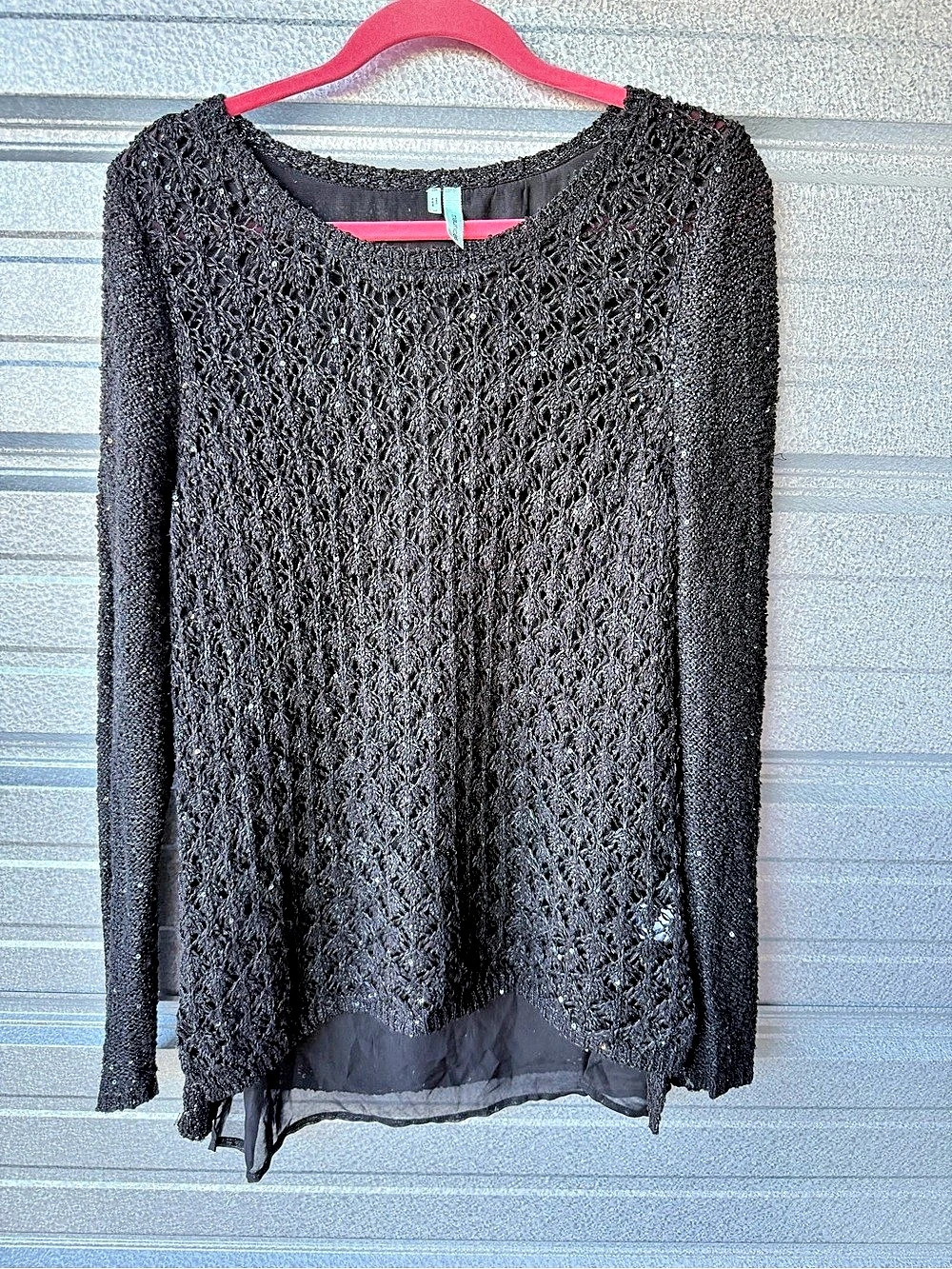 Maurices Black Sequin Long Sleeve Top Size Large